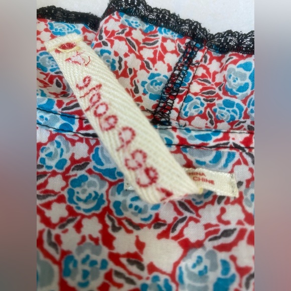 vintage free people floral lace ruffles retro button down mini dress sz 4 - Picture 12 of 15